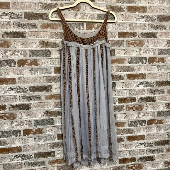 Shelley Beres Silk Chiffon Sun Dress Bohemian Lavander/ Grey Print Accent XS - Picture 4 of 5
